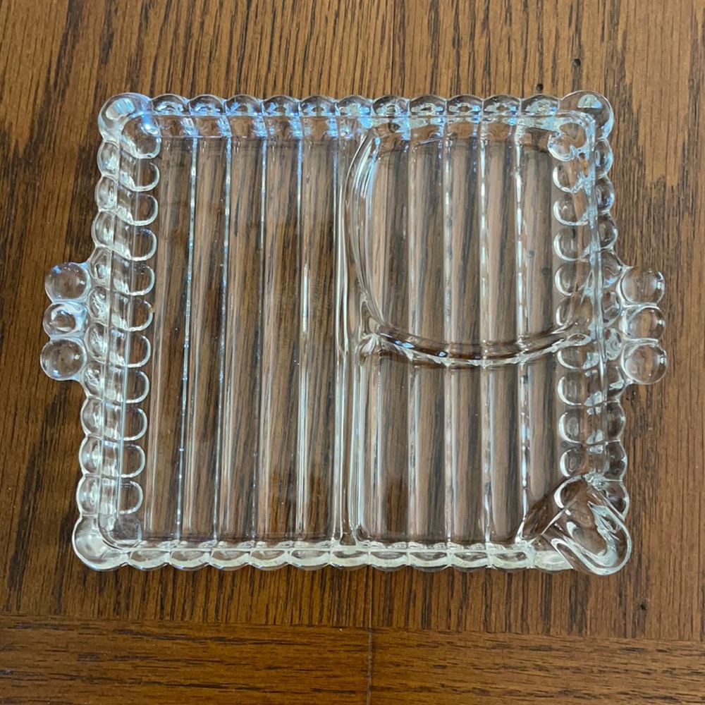 Rolling tray bougie Vintage crystal clear glass divided dish